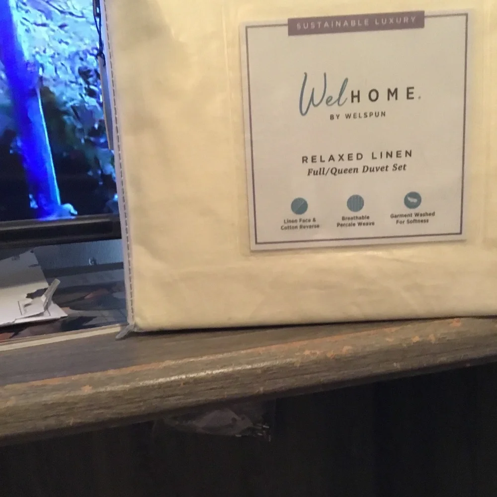 WEl Home Relaxed linen Full,Queen cream duvet set